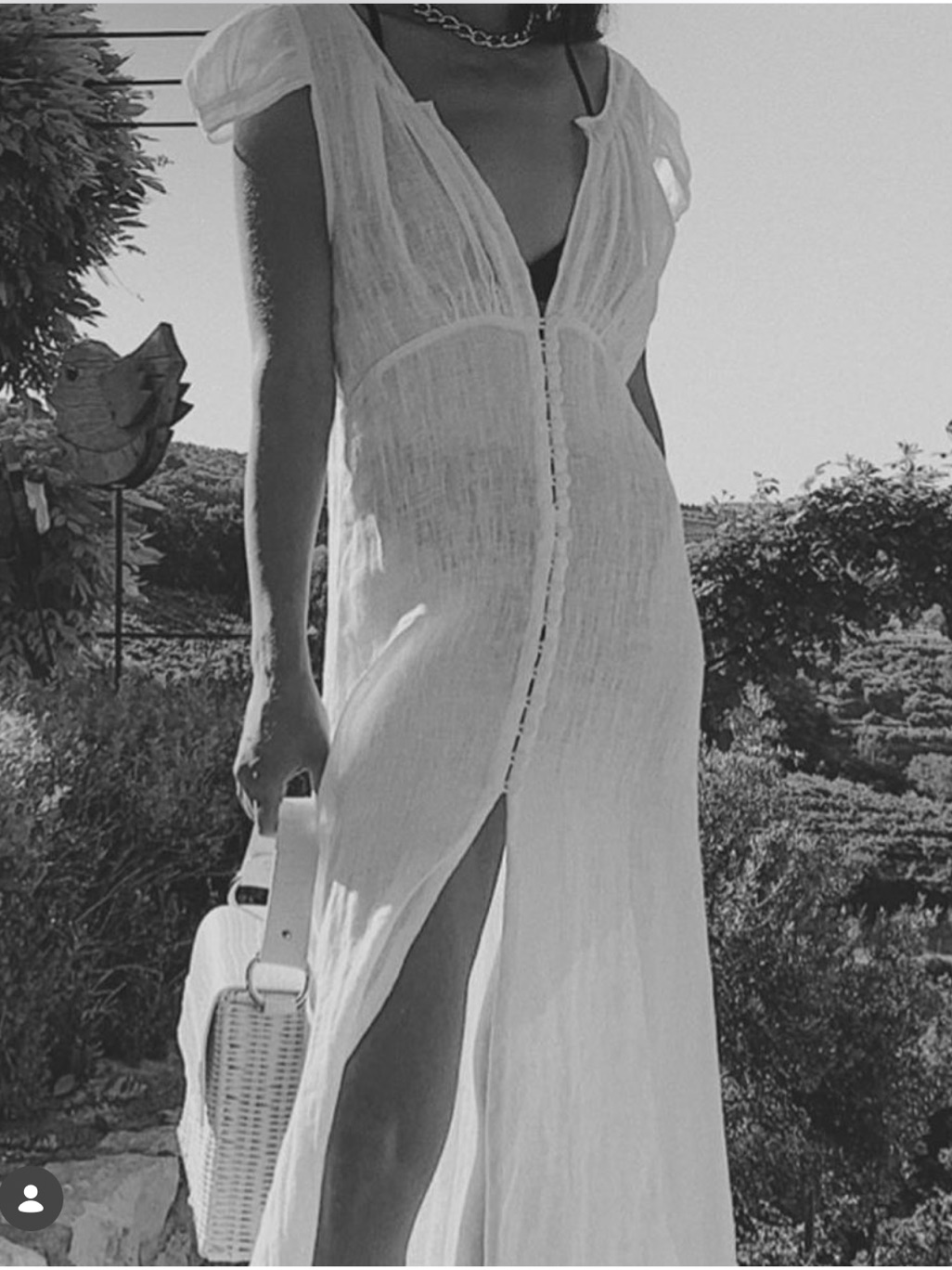 White Maxi Button-Front Dress With Cap Sleeves — image 5 of 8